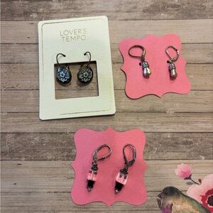 Bundle of 3 pair cute earrings! They all have wore hoop closures.